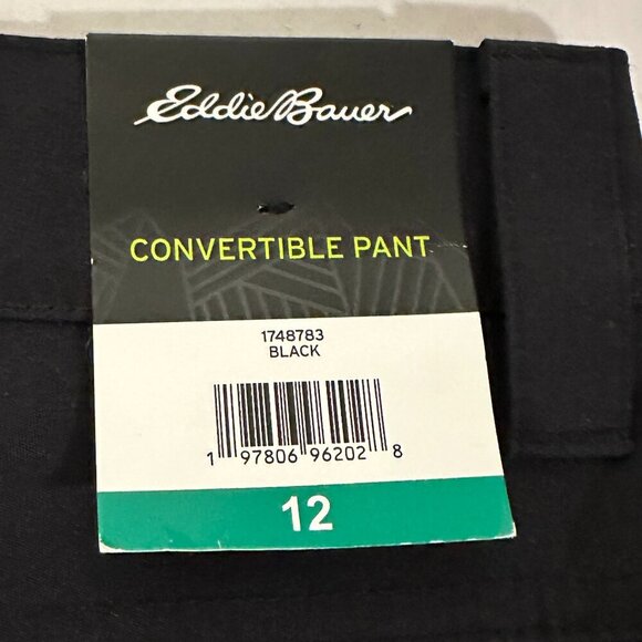 New Eddie Bauer Convertible Pant Women's Size 12 Black Adjustable Length UPF 50+ - Picture 5 of 13